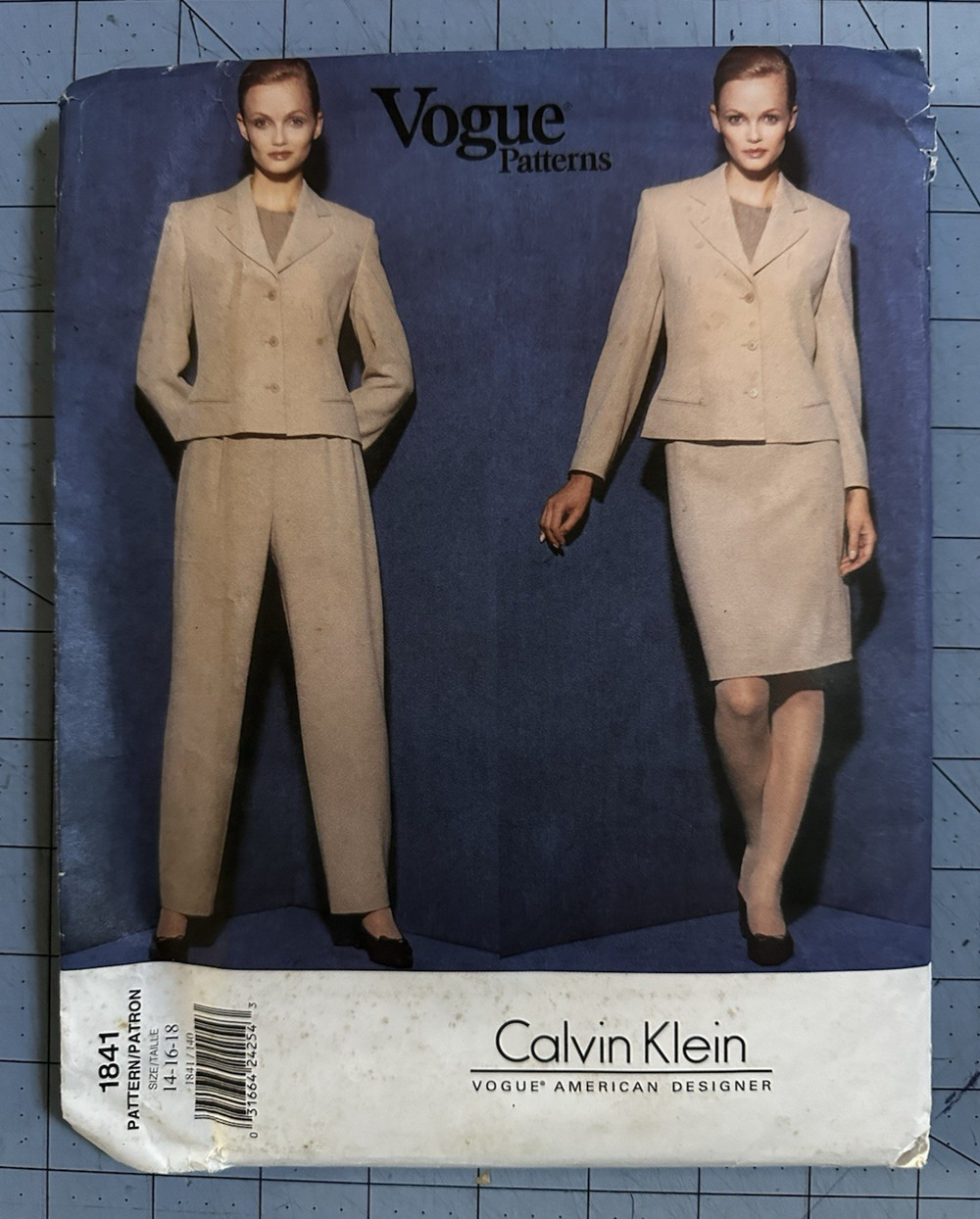 UNCUT Vogue Calvin Klein 1841 Uncut Jacket Pant Skirt 14-16-18 Pattern